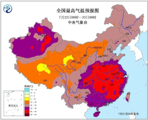 周二全國氣溫分布