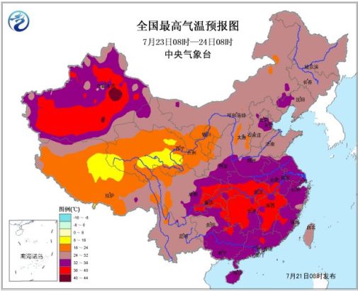 周三全國氣溫分布
