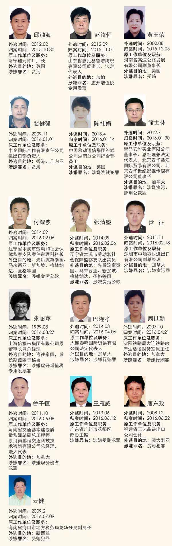 中紀(jì)委：“百名紅通”追回31人，他們都是誰？